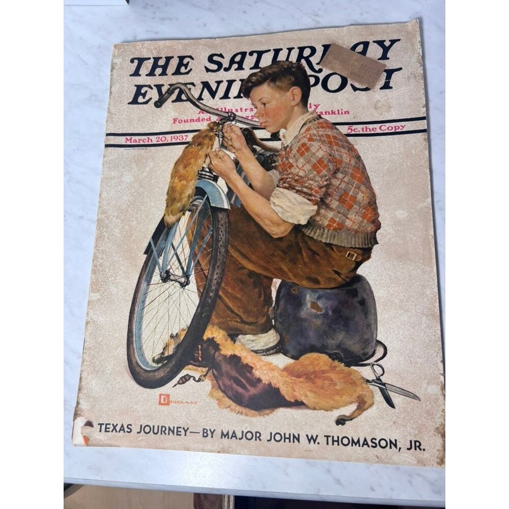 Complete 1937 Saturday Evening Post Magazine March 20 Douglass Cover Art